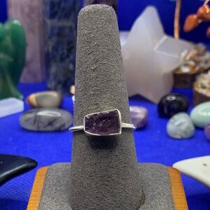 Grape Purple Raw Amethyst Ring, .925 Solid Sterling Silver, Handmade in CO, Sz 8